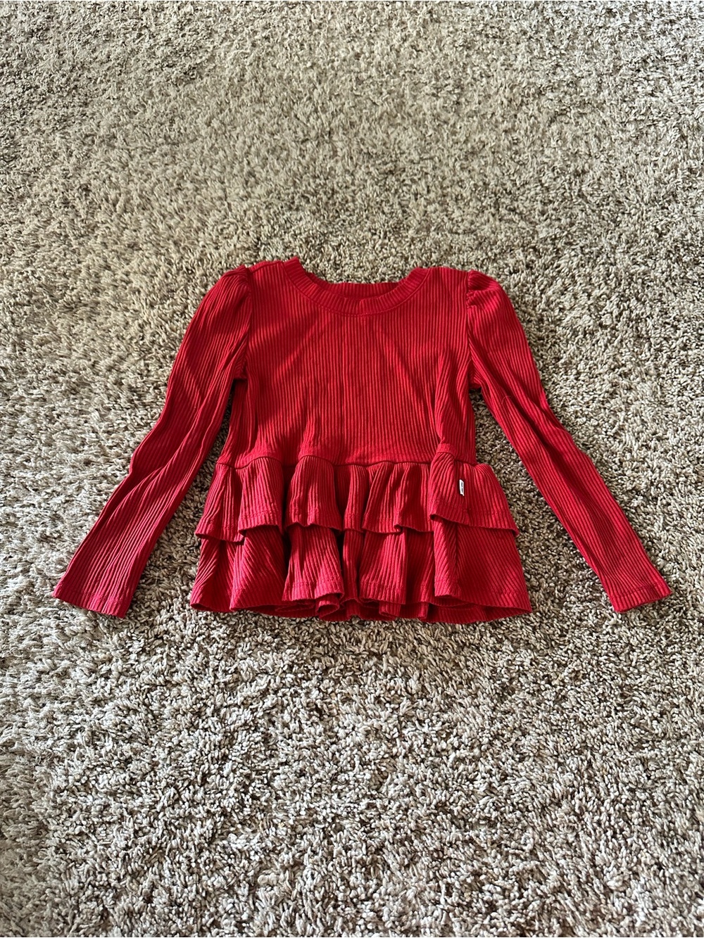 Little Sleepies Ribbed Bamboo Long-Sleeve Ruffle Peplum Top
